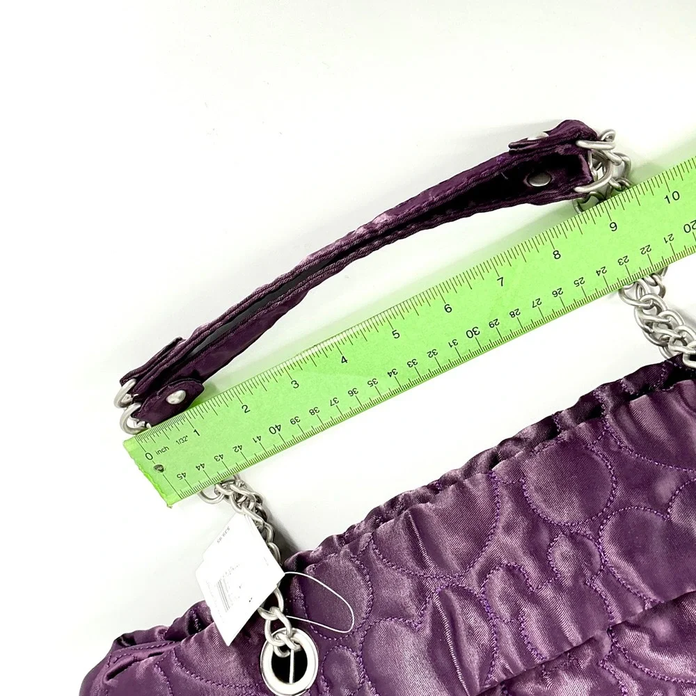 Disney Parks Purple Heart‎ Quilted Satin Shoulder Bag Silver Chain Strap NEW